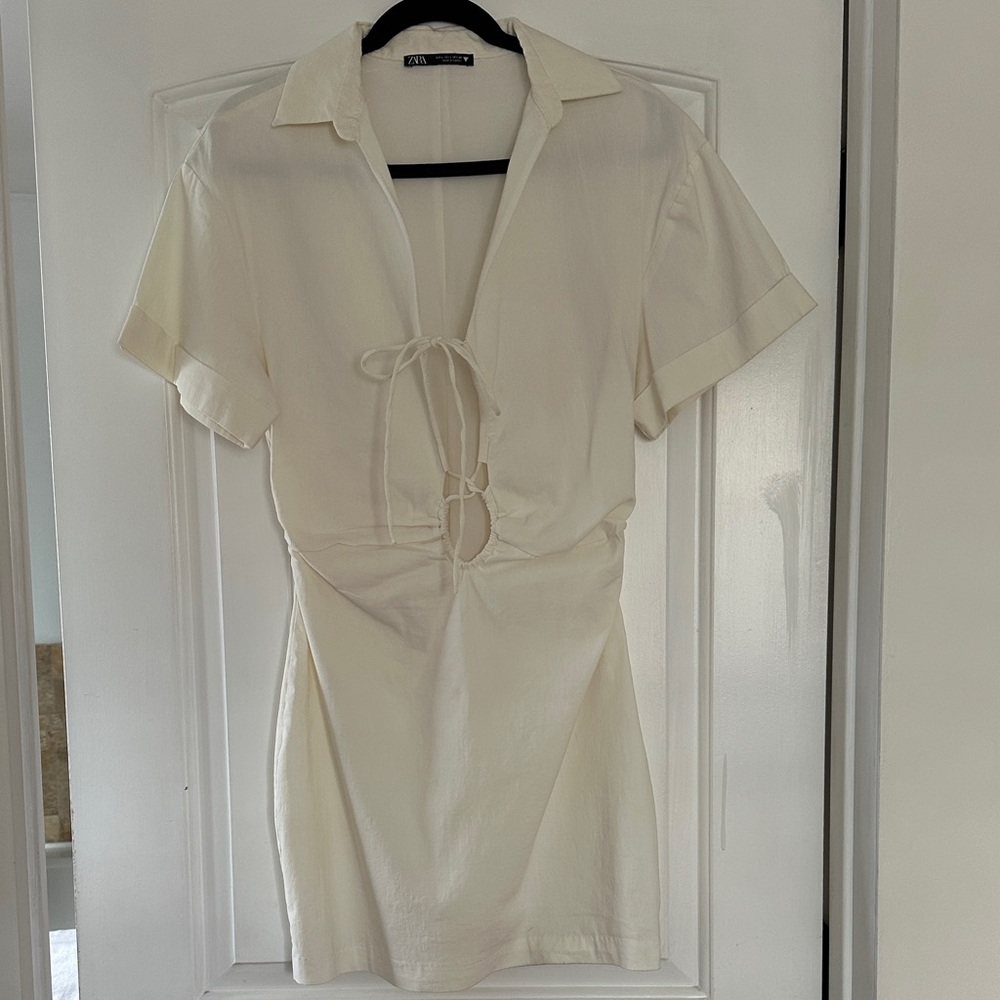 Zara dress with front tie and waist cinch L
